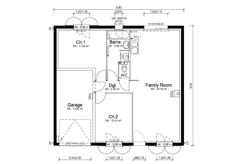 Maison - 70 m² - 3 pièces