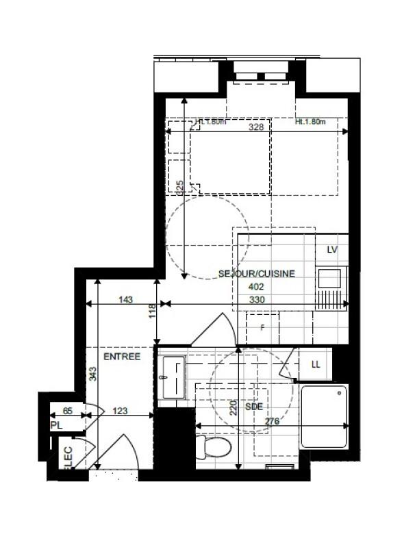 Studio - 25 m² - 1 pièce