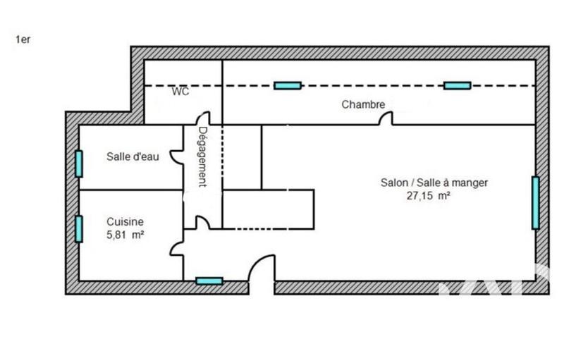 Appartement - 56 m² - 2 pièces