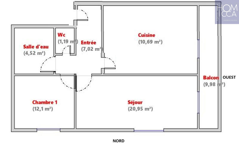 Appartement - 56 m² - 2 pièces