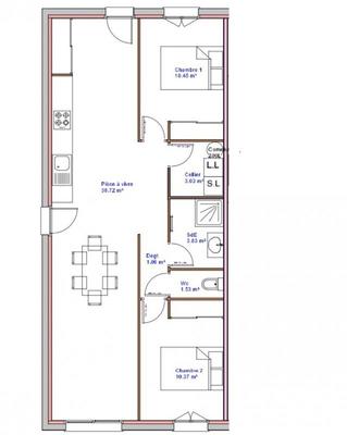 Maison - 70 m² - 3 pièces