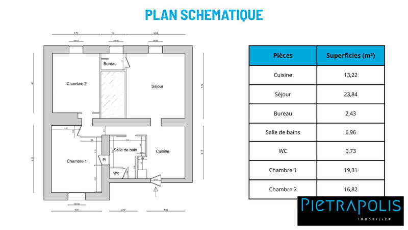 Appartement - 88 m² - 3 pièces
