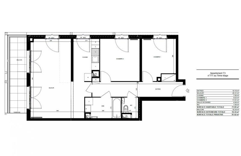 Appartement - 71 m² - 3 pièces