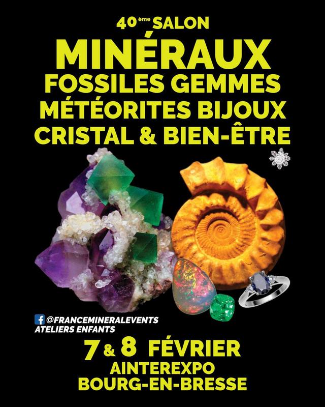 40ème Salon des Minéraux de Bourg-en-Bresse - Cristaux, Fossiles, Gemmes, Météorites, Bijoux, Bien-être