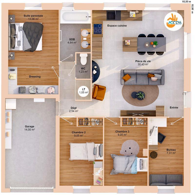 Maison - 78 m² - 6 pièces