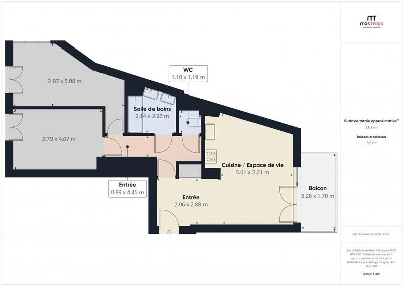 Appartement - 60 m² - 3 pièces