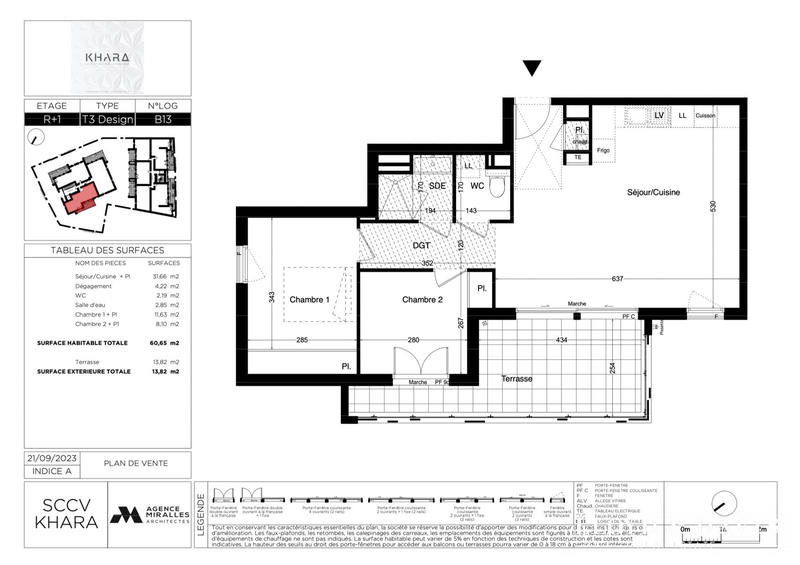 Appartement - 61 m² - 3 pièces