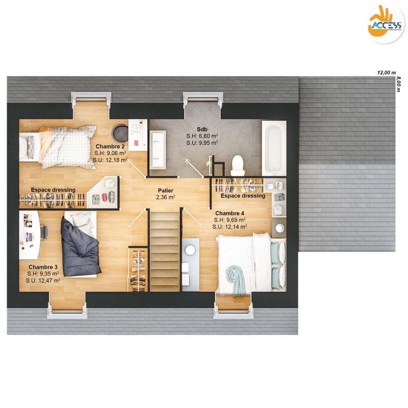 Maison - 93 m² - 6 pièces