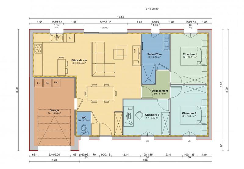 Maison - 80 m² - 5 pièces