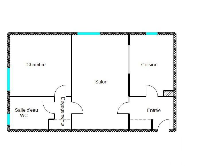 Appartement - 46 m² - 2 pièces