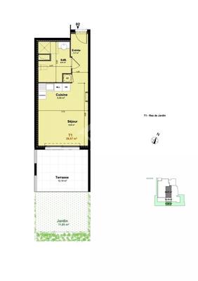 Appartement - 29 m² - 1 pièce