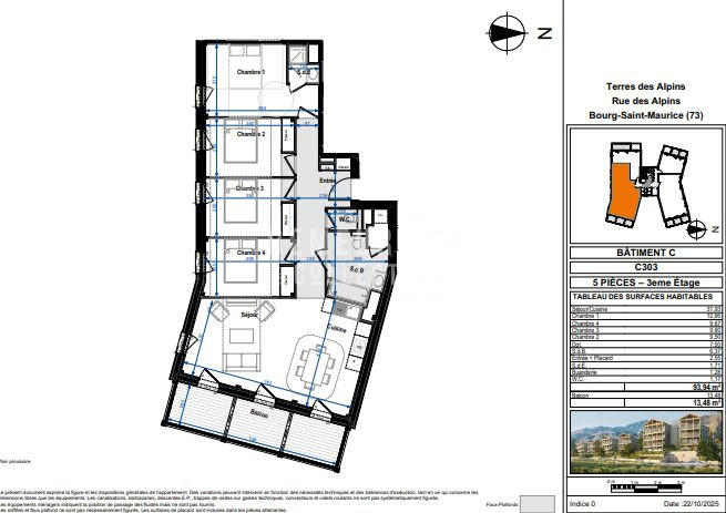 Appartement - 94 m² - 5 pièces