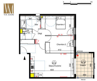 Appartement - 62 m² - 3 pièces