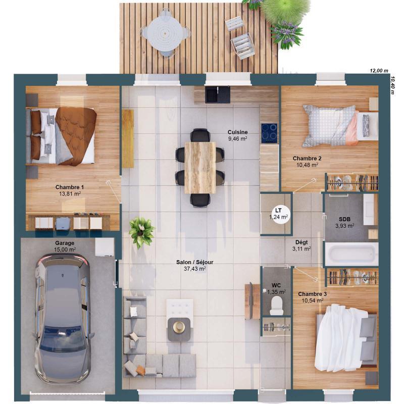 Maison - 91 m² - 5 pièces