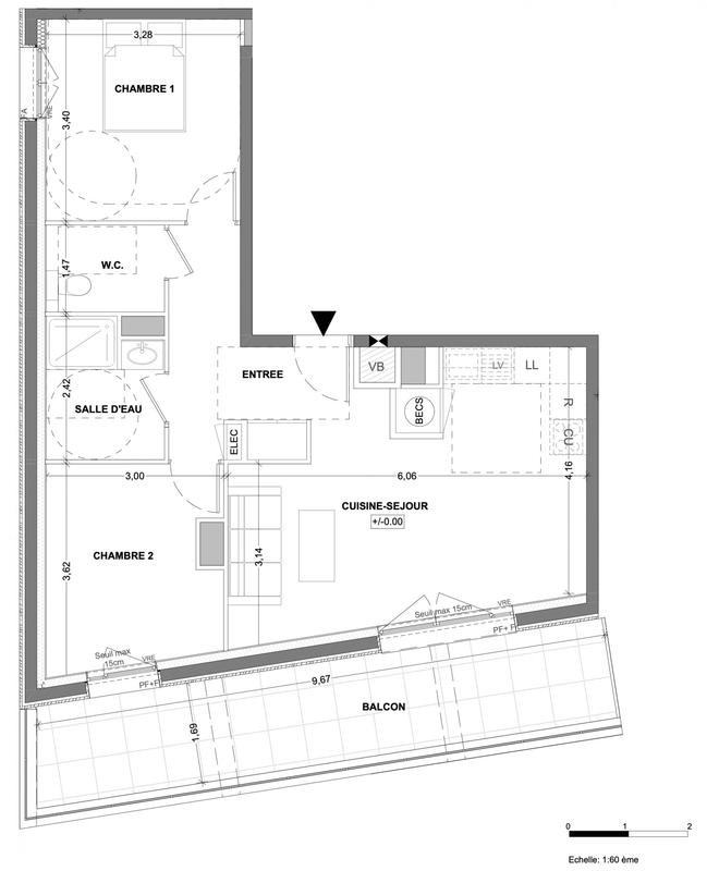 Appartement - 59 m² - 3 pièces