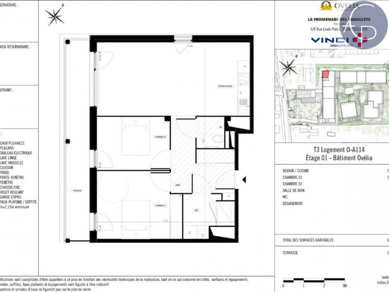 Appartement - 65 m² - 3 pièces