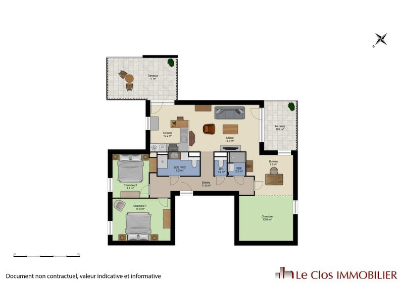 Appartement - 100 m² - 5 pièces