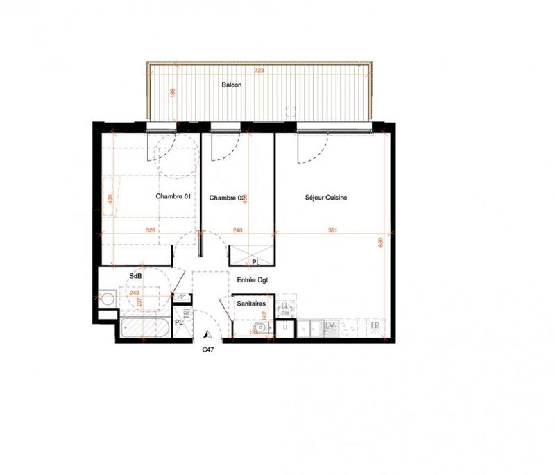 Appartement - 63 m² - 3 pièces