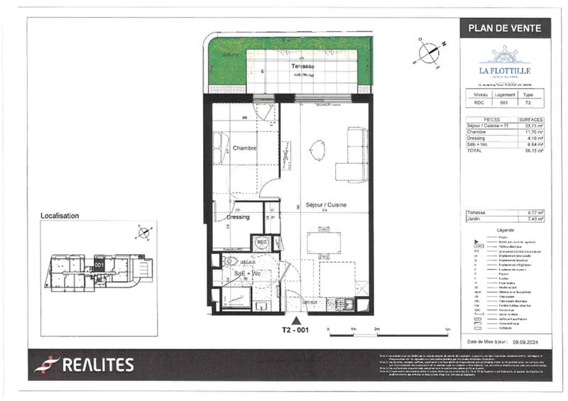 Appartement - 56 m² - 2 pièces