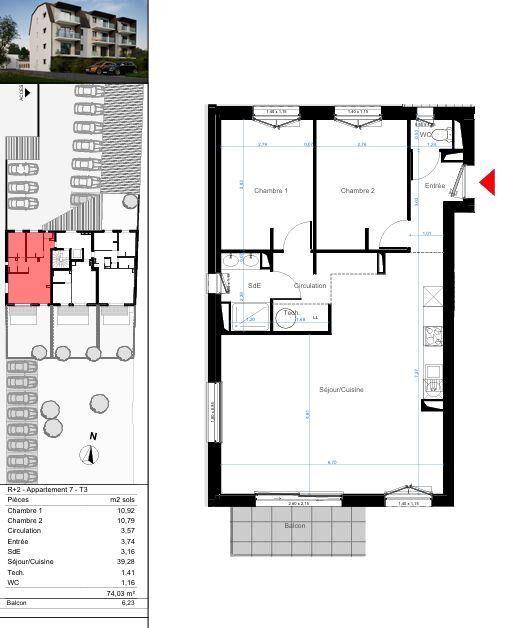 Appartement - 76 m² - 3 pièces