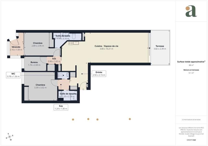 Appartement ancien - 84 m² - 4 pièces