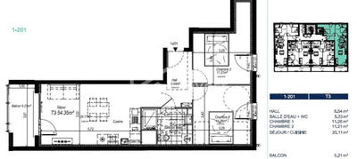 Appartement - 54 m² - 3 pièces