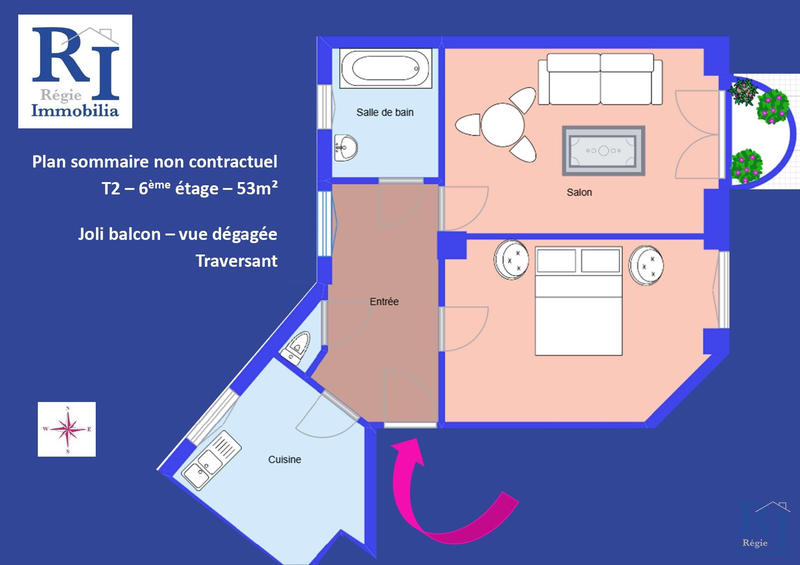 Appartement - 53 m² - 2 pièces