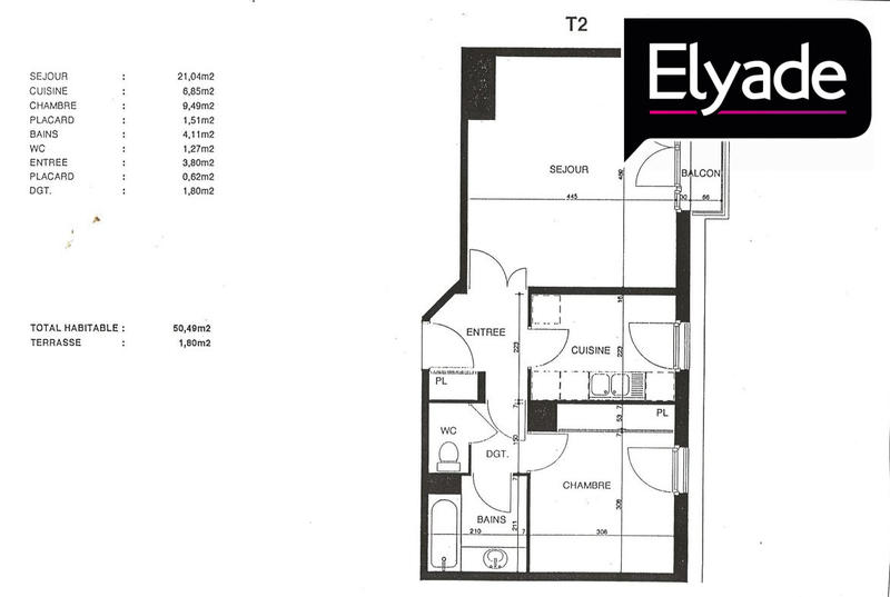 Appartement - 50 m² - 2 pièces