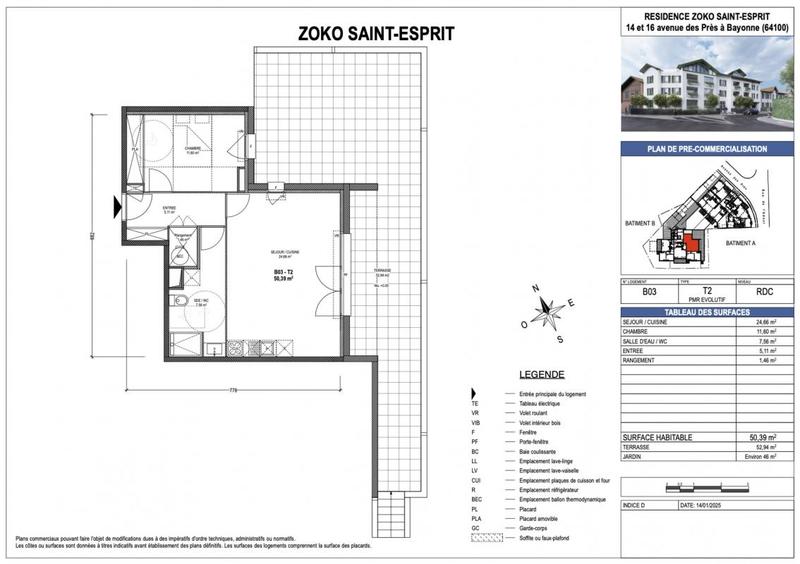 Appartement - 50 m² - 2 pièces