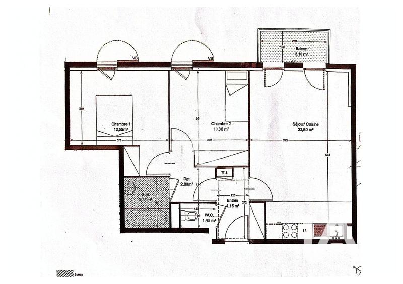 Appartement - 58 m² - 3 pièces