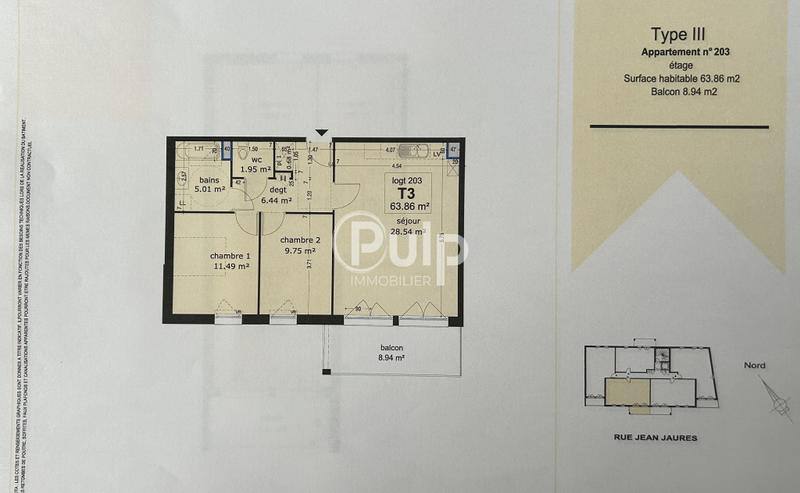 Appartement - 63 m² - 3 pièces
