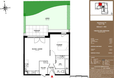 Appartement - 47 m² - 2 pièces