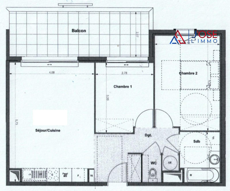 Appartement - 60 m² - 3 pièces