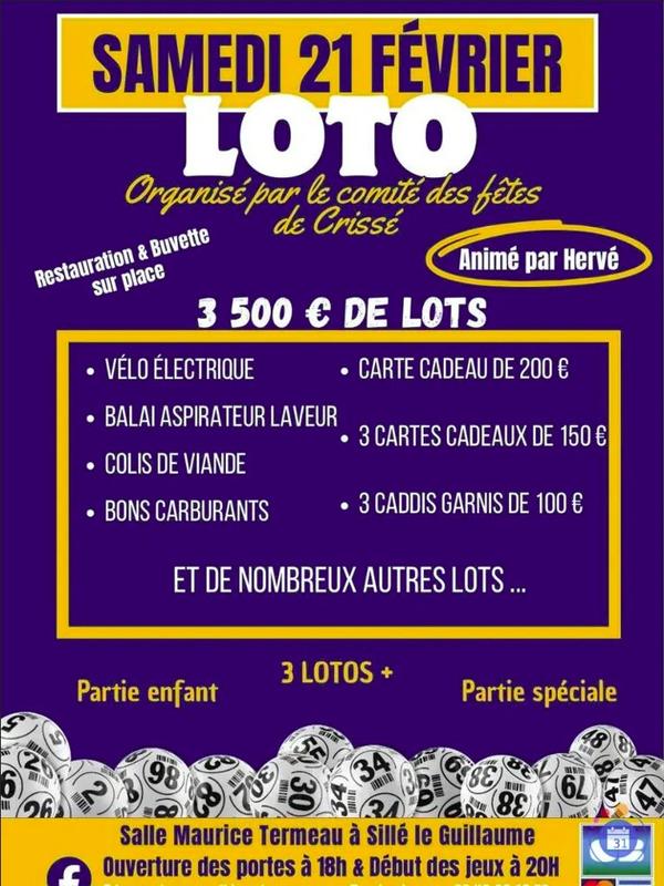 Loto du Comité des fêtes de Crissé