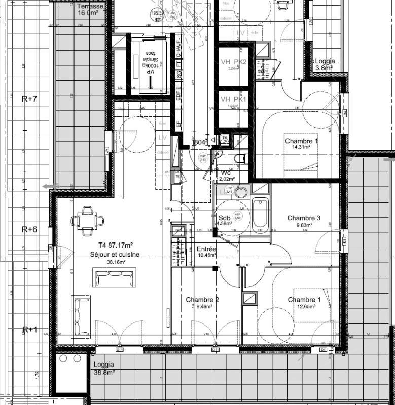 Appartement - 86 m² - 4 pièces