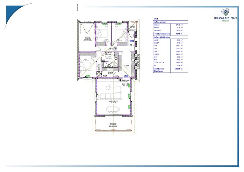 Maison - 104 m² - 4 pièces