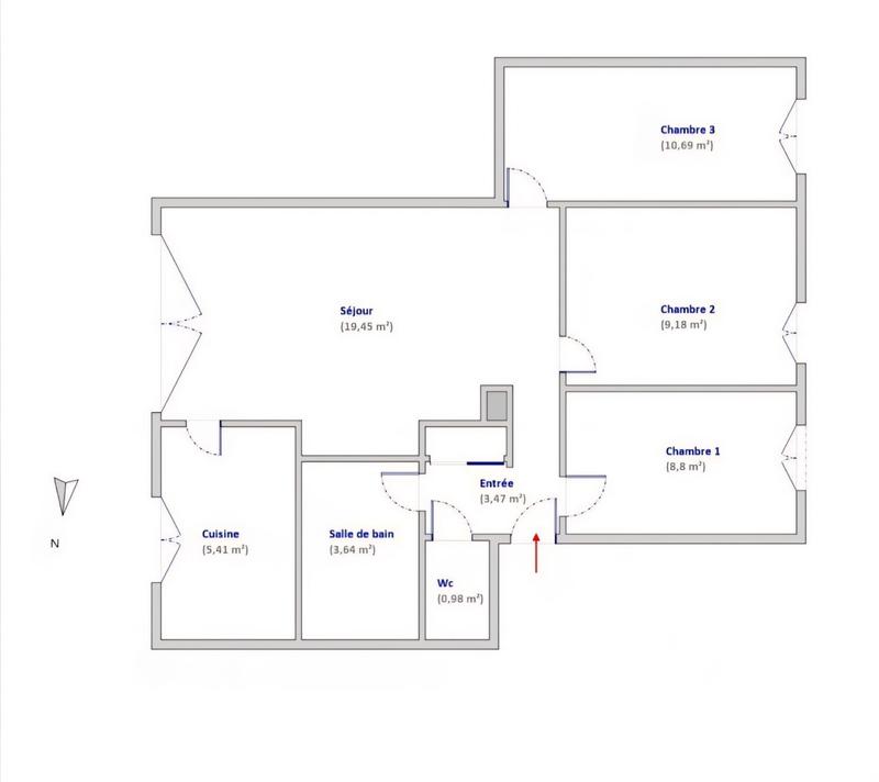 Appartement - 62 m² - 4 pièces