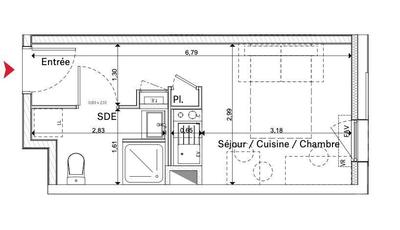 Appartement - 19 m² - 1 pièce