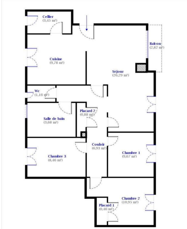 Appartement - 82 m² - 5 pièces