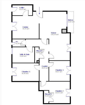 Appartement - 82 m² - 5 pièces
