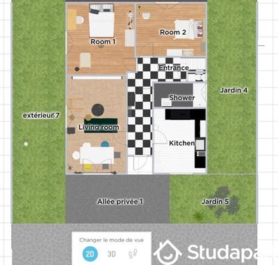 Chambre - 15 m² - 1 pièce