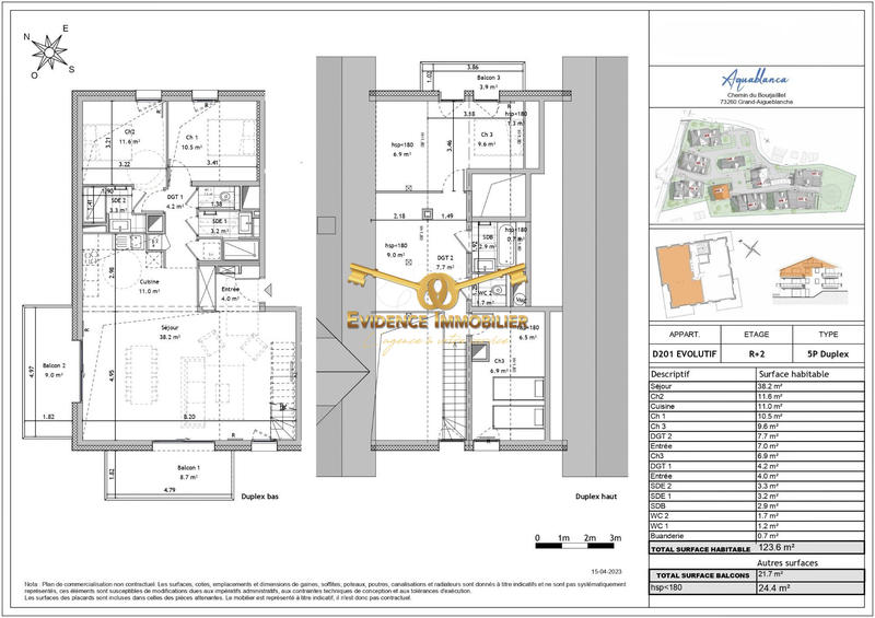 Appartement - 124 m² - 5 pièces