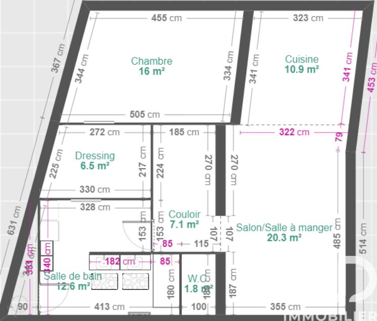 Appartement - 77 m² - 4 pièces