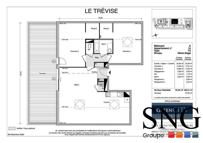 Appartement - 64 m² - 3 pièces