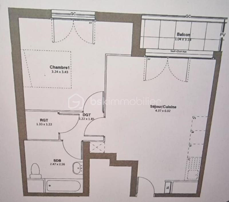 Appartement - 44 m² - 2 pièces