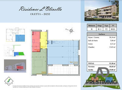 Appartement - 52 m² - 2 pièces