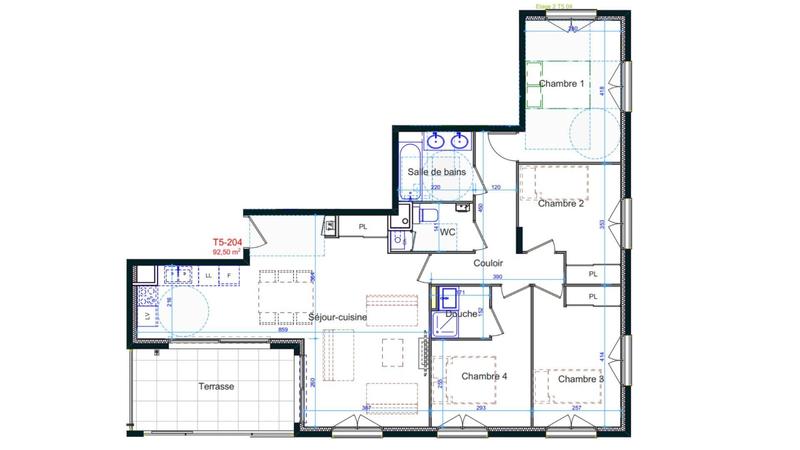 Appartement - 93 m² - 5 pièces