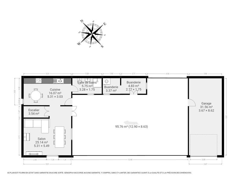 Maison - 91 m² - 5 pièces