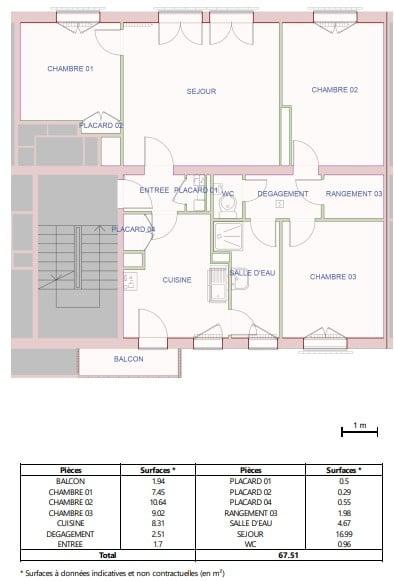 Appartement - 68 m² - 4 pièces