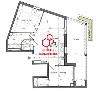 Appartement - 59 m² - 3 pièces